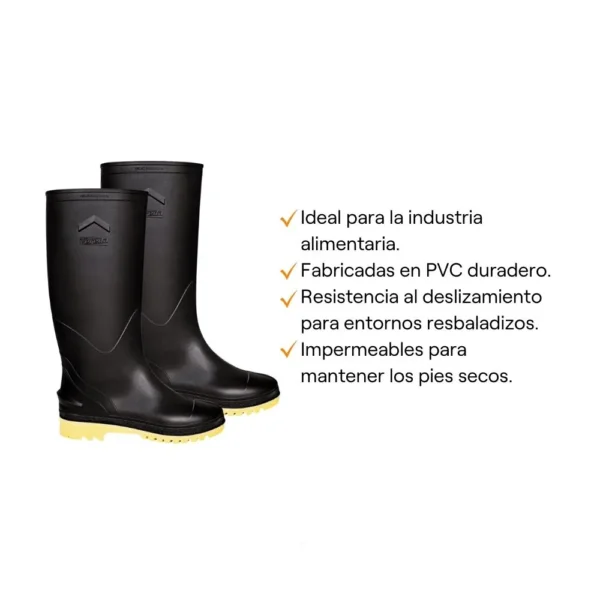 Bota de jebe negra sin punta